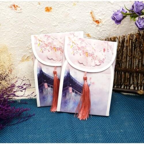16 Sheets/Set Chinese Courtyard series Postcard with Small Tassel/Greeting Card/Message Card/Birthday Gift Card