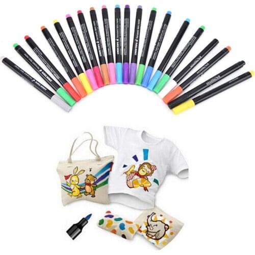 20 Colors Fabric and T-Shirt Liner Marker Pens Textile Paint Cloth Pigment DIY Painting Supplies