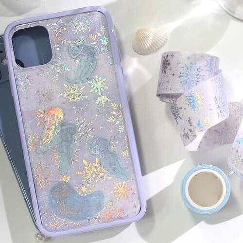 3CM*3M Laser Bronzing Washi Tape Cosmic Planet Butterfly Jellyfish Bullet Journaling Accessories DIY Deco Stickers