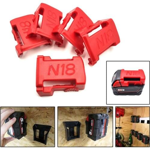 5pcs/set Battery Storage Rack Suitable for M18 18V Lithium Battery Battery Mount Holder Bracket Seat Slot,Belt Suspension Buckle