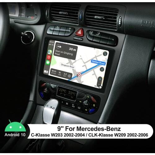 9 Inch Car Dvd Player Android Auto Gps Navigation Android 10 For Mercedes-Benz C-Klasse W203 2002-2004 CLK-Klasse W209 2002-2006
