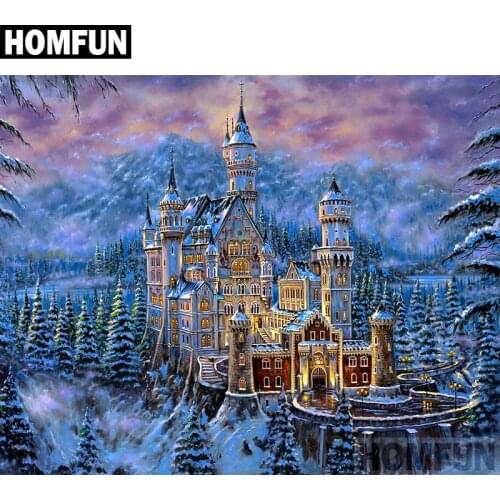 HOMFUN Full Square/Round Drill 5D DIY Diamond Painting "Forest Castle" Embroidery Cross Stitch 5D Home Decor Gift A02309