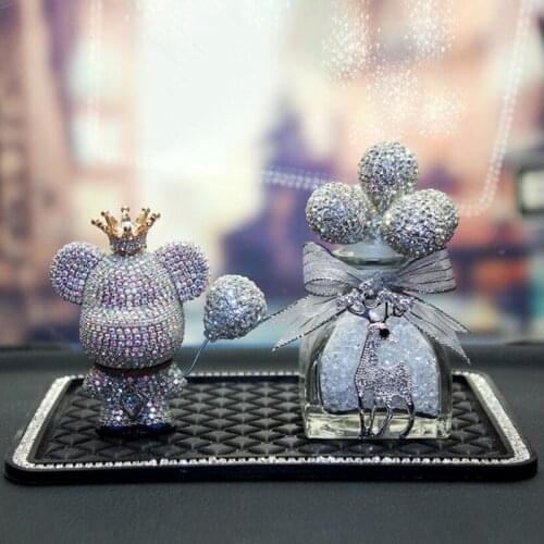 Diamond car interior jewelry ornaments car creative decoration supplies gift violet bear car interior perfume bottle decoration
