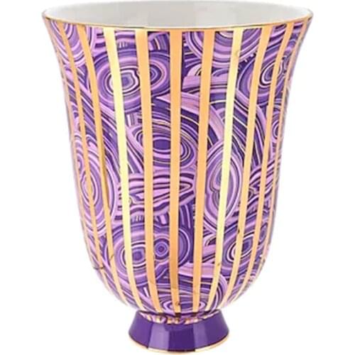American Luxury Ceramic Vase Decoration Purple Striped Large Vase Flower Pot Creative Table Art Vases Modern Home Decorations