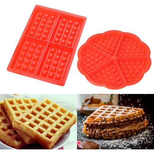 Non-stick Silicone Waffle Mold Rectangle Shape Cake Mould Kitchen Bakeware for Oven High-temperature Baking