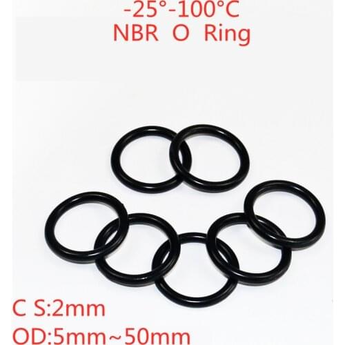 Car nitrile rubber gasket, black CS 2mm O-ring OD 5mm ~ 50mm NBR, corrosion resistant O shape, sealing washer
