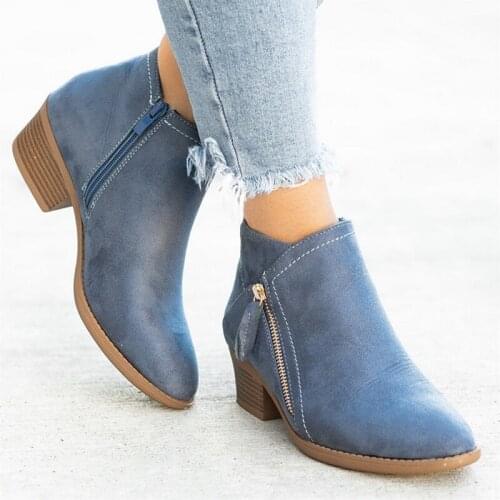 Women Ankle Boots Autumn Low Heels Leopard Boots Platform Sexy Ladies Khaki Pumps Boots Shoes 2021 New Winter Chunky Boots Cozy