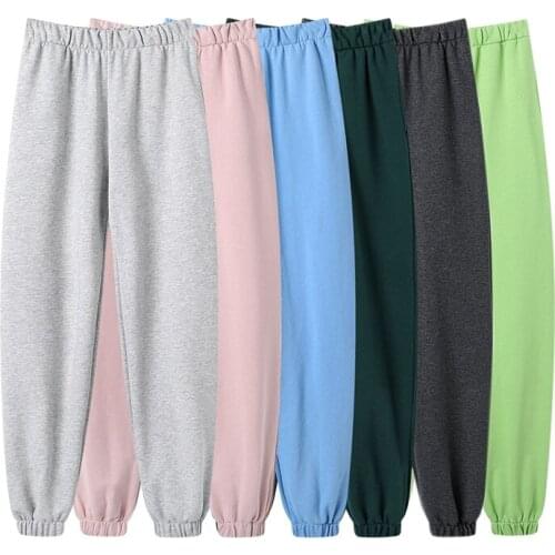 Loose Girls Soft Cotton Pants 2021 Spring-Autumn Fashion Ladies Vintage Solid Jogging Trousers Casual Women Chic Pant Cute