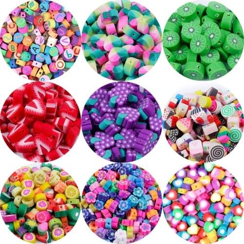 50/100pcs 10mm Polymer Clay Spacer Beads Orange Beads 19 Style Polymer Clay Beads For Jewelry Making DIY Bracelet Necklace