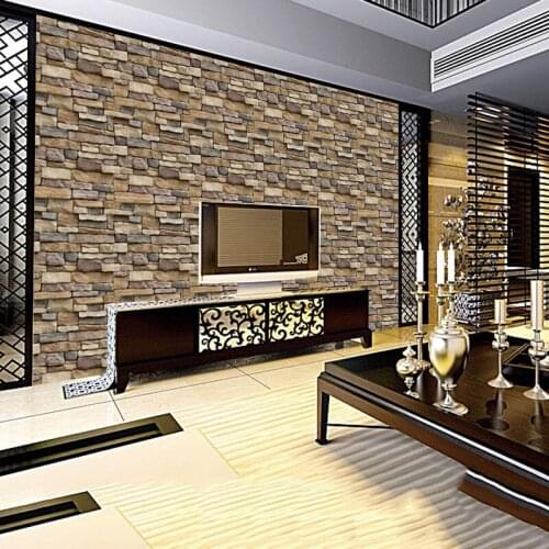Home Decoration 3D Sticker PVC Imitation Brick Wall Paper Wood Grain Wallpaper Self-adhesive Living Room Bedroom Wall Decoration