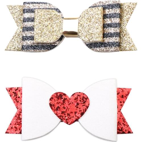 Double Layer Girls Hair Bows with Clips Love Heart Children Hairpins Elastic Headbands Kids Tiara Party Hair Accessories