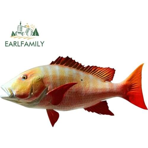 EARLFAMILY 13cm x 6.3cm 3D Funny Fishing Mutton Snapper Mounts Hobby Fish Boat Car Stickers Vinyl Decal