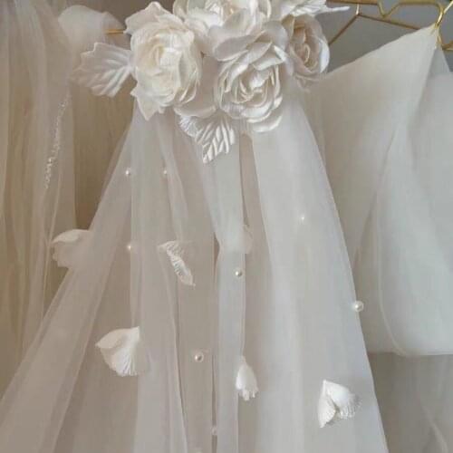 New Mori Style Fairy Retro Flower Veil Bow Bride Wedding Hair Accessories