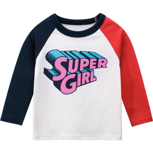 Autumn New Cartoon Print T Shirt Girls Fashion Long Sleeve O-Neck Cotton Tops Tees Children Kids Letters T-Shirt Outfit Dropship