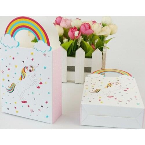 Kraft Paper Unicorn Gift Bags Wrapping Supplies Bag Sweets And Candy Bar Packing Pouches Birthday Party Decoration