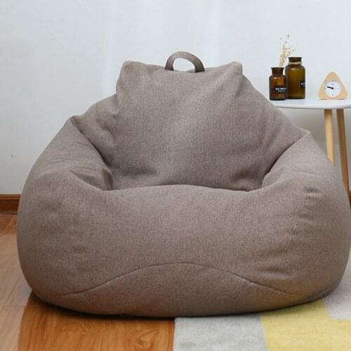 Linen Cloth Lounger Seat Bean Bag Pouf Puff Couch Tatami Living Room Large Small Lazy Sofas Cover Chairs Without Filler