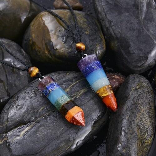 2021 Hot Sale 7 Chakra Energy Pendant Necklaces Colorful Orgone Healing Necklace with Natural Tiger Eye Stone Brads Jewelry Gift