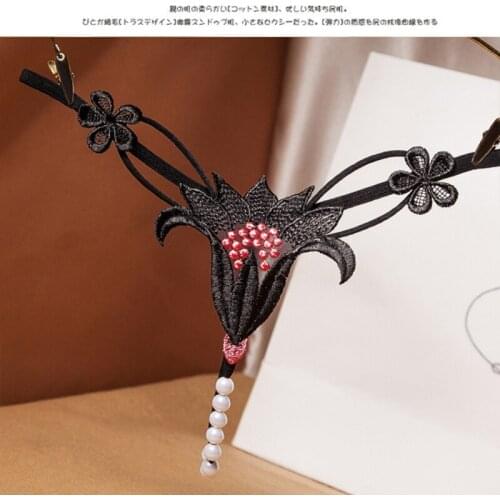 Lingerie Underwear Thong Lingerie Lace Panties Thongs G-Strings Sexy Open Pearls Stretchy Tangas for Women Normal Low Waist