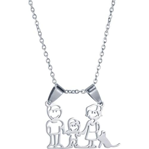 Family Mom Dad Girl Stainless Steel Pendant Necklaces for Men Women Love Silver Color Necklace Anniversary Jewelry Gift Hot Sale