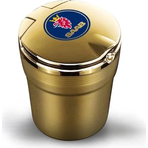 Portable LED Light Car Ashtray Universal Cigarette Cylinder Holder For SAAB 9-3 9-5 93 9000 9-7 600 99 9-X Turbo Car Accessories