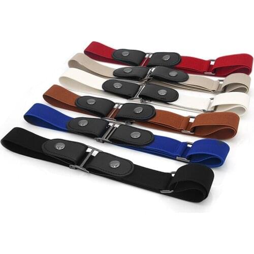 Casual fInvisible Belt Waist No Buckles Elastic Belts Adult Waistband Belt PU Leather Belt for Jeans