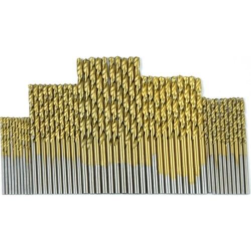 50Pcs/Set 1/1.5/2.0/2.5/3mm Round Shank Titanium Coated Precision HSS Twist Drill Bit High Steel for Woodworking and steel