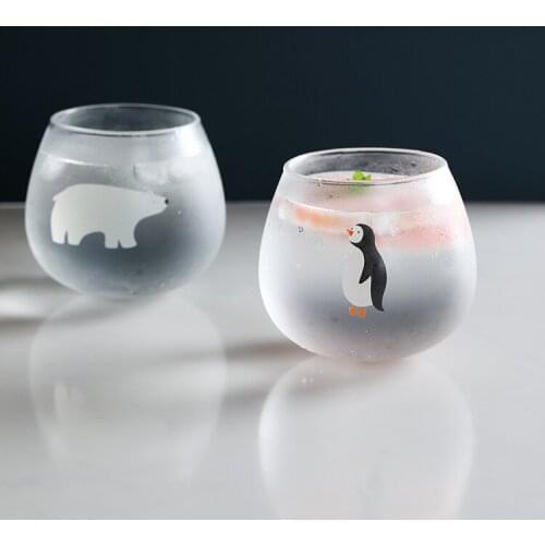 Home creative high borosilicate Arctic series cartoon tumbler glass office drinking home tea water coffee beer cup