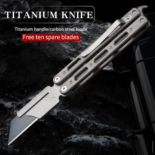 Titanium alloy folding knife quick change blades pocket knife Cutting tools Outdoor gadget in need of a reliable EDC