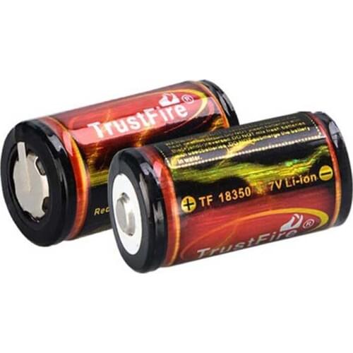 TrustFire 18350 1200mAh 3.7V Li-ion Rechargeable Battery with Protection PCB Power Source for LED Flashlight (1 pair)