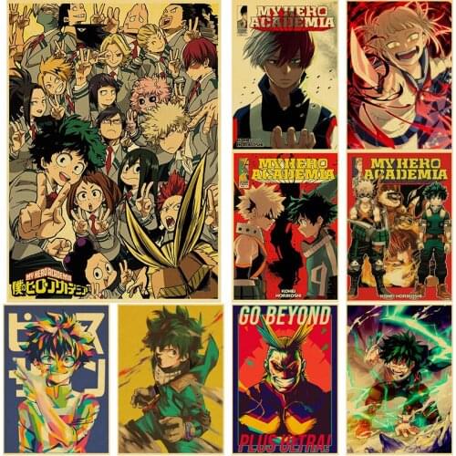 Anime My Hero Academia Vintage Posters Boku No Hero Academia Kraft Paper Sticker DIY Home Bar Cafe Decor Gift Wall Paintings