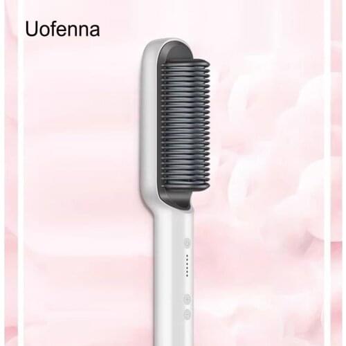 Uofenna Hair Straightener Flat Irons Straightening Brush Hot Heating Comb Hair Straight Styler Corrugation Curling Iron Hair