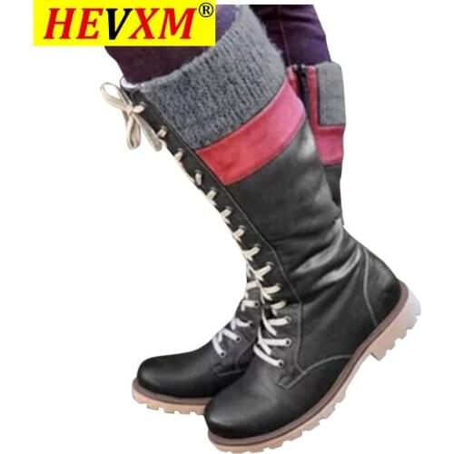 Womens Leisure Lace-Up Sock Shoes Leather Winter Warm Fur Shoes Fashion Mixed Colors Low Heel Boots Large Size Fur Boots Shoes