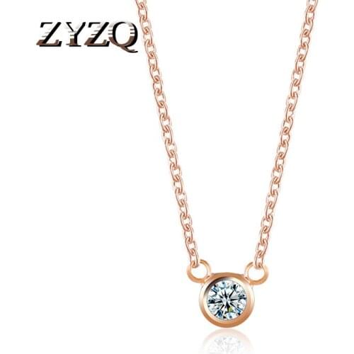 ZYZQ Classic Simple Chain Neckalce Two Color Available With Shiny Crystal Cubic Zircon Stone Wholesale Lots&Bulk Daily Jewel