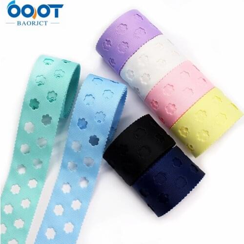 1-1/2'' Hollow flowers Printed grosgrain ribbon,10 yards DIY Hair accessories Material wedding gift wrap decoration L-20629-619