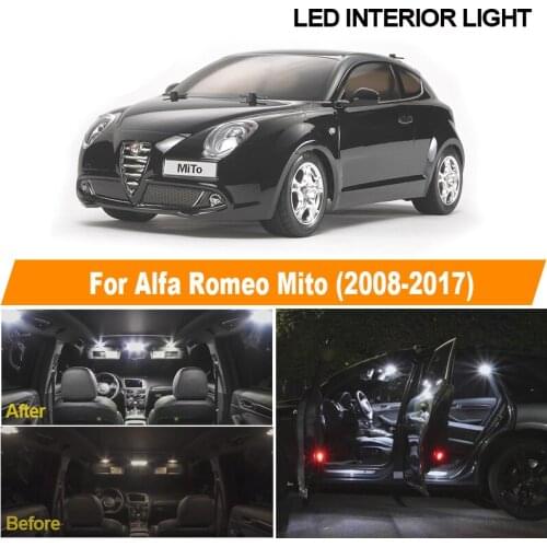 10pcs White Canbus Error Free LED Bulb Interior Dome Map Reading Light Package Kit For 2008-2017 Alfa Romeo Mito Trunk Door Lamp