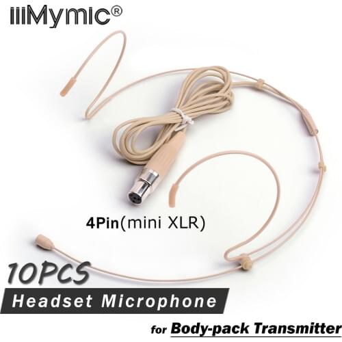 10PCS Professional Headset Headworn Condenser Microphone Mic For SHURE Wireless Body-pack Transmitter 4pin mini XLR TA4F Plug