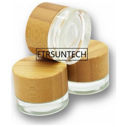 100pcs 5g Cosmetics Glass Bottle Bamboo Glass Jar Bottle Small Mini Refillable Glass Bottle Eye Cream Jar F3688