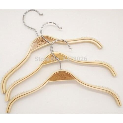 27 cm Wooden Hanger with Non Slip Rubber Clips Small Hanger for Kids Clothing