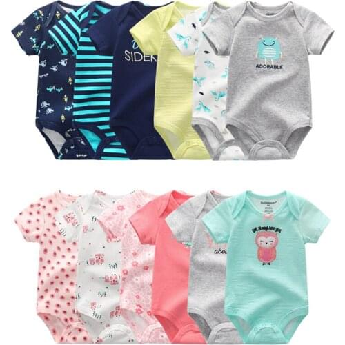 6PCS/Set Unisex Newborn Kids Rompers Super Soft Cotton Boys Clothes Cartoon Infant Jumpsuits O-neck Short Sleeve Girls Rompers