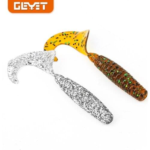 6Pcs Silicone Worm Baits 76mm 4.5g Soft Bait Artificial Wobbler Curly jigging tail Lure Bass Sea Fishing Tackle