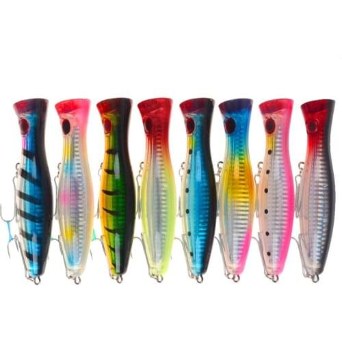 8pcs 12.5cm 40g Popper Aritificial Baits Hard Crank baits Sea Fishing Big Minnow Fishing Lure Topwater Fishing Wobblers