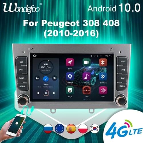 2 din Android 10 Car radio Carplay For Peugeot 308 408 2010-2016 Multimedia Player 2din Stereo autoradio GPS Navigation screen