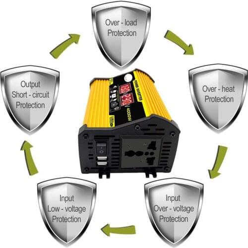 Peak 4000W 12V to 220V/110V LED Display Car Power Inverter Converter Adapter Dual USB Voltage Transformer Modified Sine Wave
