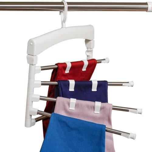 BYN Stainless Steel Cabinet Storage Foldable Pant Hanger Multi-Rod clothes hanger for wardrobe DQ1523-1