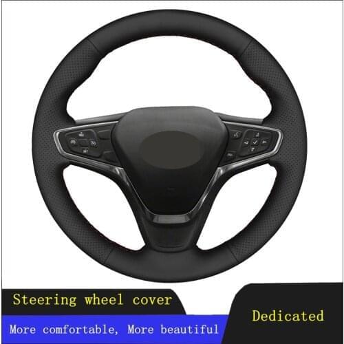 Car Steering Wheel Cover Black Hand-stitched Genuine Leather For Chevrolet Malibu XL 2016-2019 Equinox 2017 Opel Ampera -E 2019