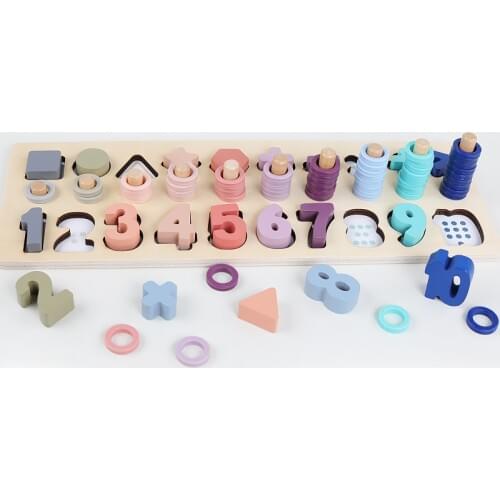 Preschool Wooden Montessori Toys Count Geometric Shape Cognition Match Baby Early Education Teaching Aids Math Toys For Children