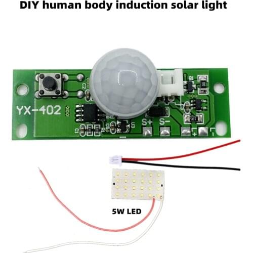 DIY 3.7V solar light sensor controller light control + human body sensor solar light circuit board