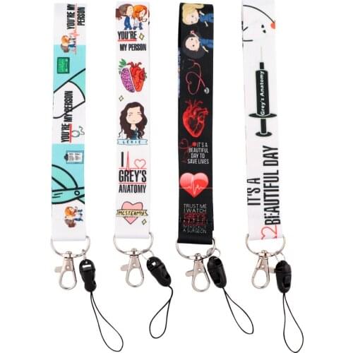 ER860 TV Greys Anatomy Fashion Short Lanyard Badge ID Lanyards Mobile Phone Rope Key Lanyard Neck Straps Accessories Kids Gifts