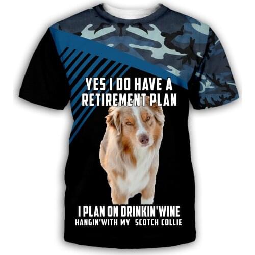 Scoth Collie Dog T-shirt 3D All Over Printed Summer Unisex Shirts Funny Tee For Men Short Sleeve Casual O-Neck Tops