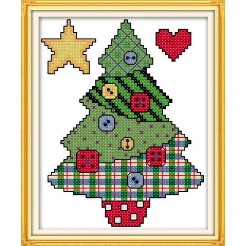 Joy Sunday Printed Cross Stitch Christmas Tree Home Decor Printed Canvas 11&14CT Cross Stitch Kits Embroidery Needlework Sets